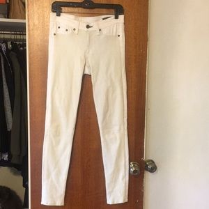 Rag & Bone white leather/denim jeans